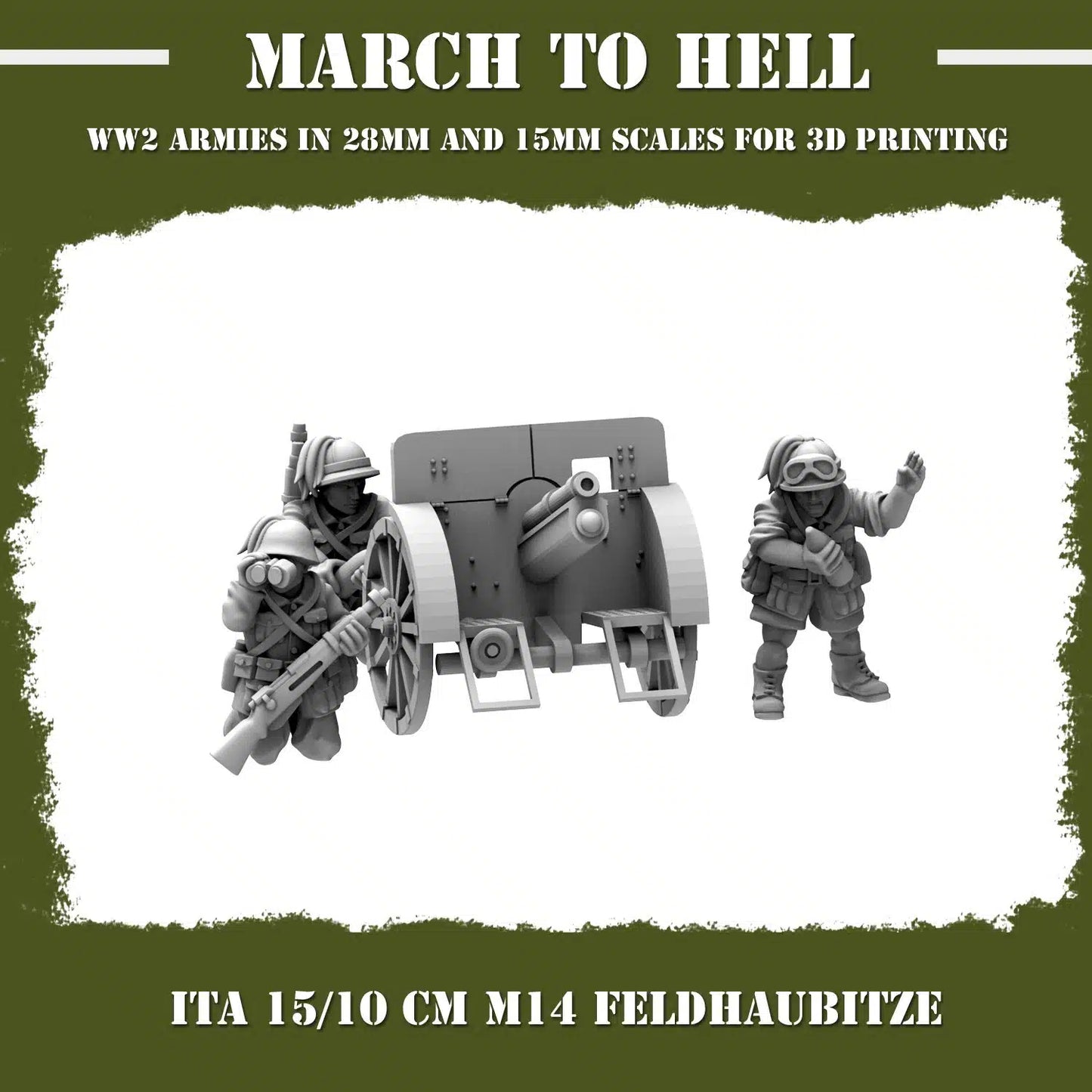 WW2 ITALIAN ARMY (BERSAGLIERI) M14 FELDHAUBITZE | 3DBreed 15mm Wargaming Miniatures