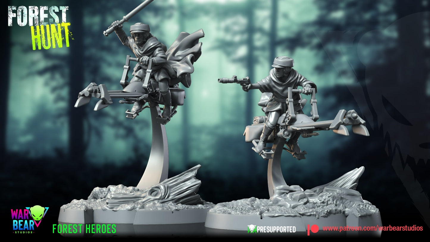 Forest Hunt Biker Heroes | Warbear Studios 28mm SciFi Wargaming Miniatures Role Playing Miniatures