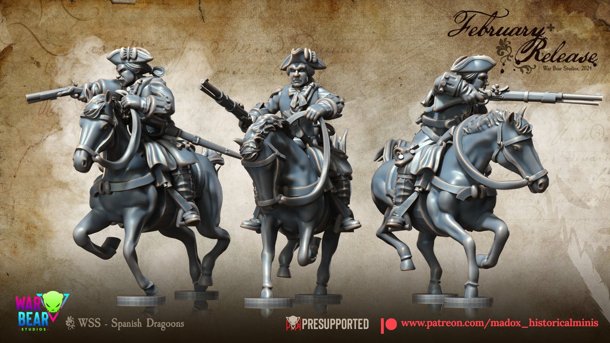 SYW / 7YW Spanish Dragoons Mounted | Warbear Studios 28mm Historical Wargaming Miniatures Role Playing Miniatures