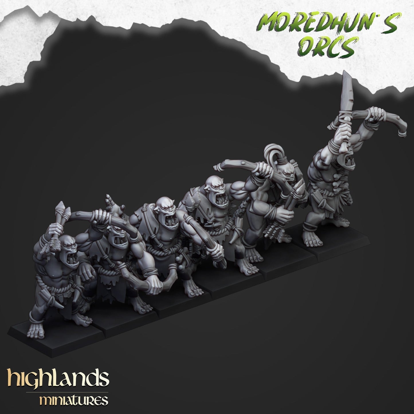 Moredhun’s Feral Orcs Bowmen | Highlands Miniatures 28/32mm Fantasy Wargaming Miniatures Role Playing Miniatures
