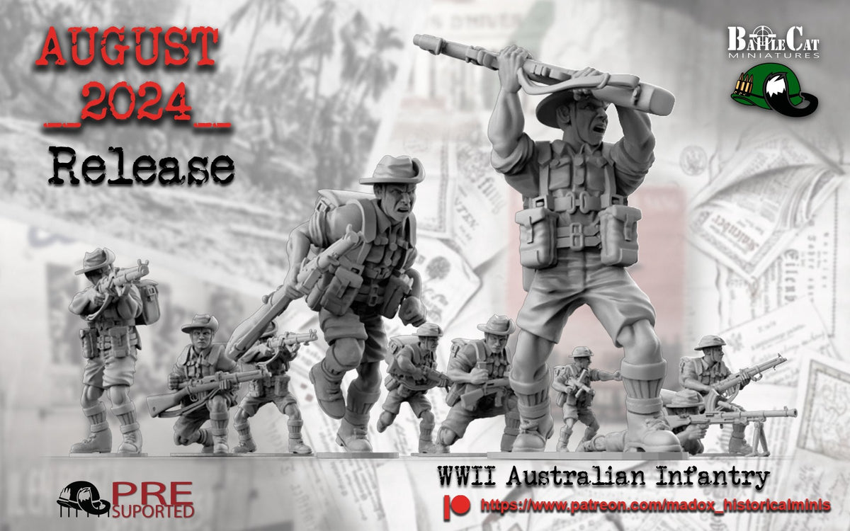 WW2 Australian Pacific Infantry | Battlecat 28mm Historical Wargaming Miniatures Role Playing Miniatures