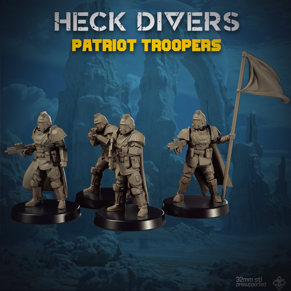 Heckdivers: Patriot Troopers | Skullforge Studios 32mm Wargaming Miniatures Role Playing Miniatures