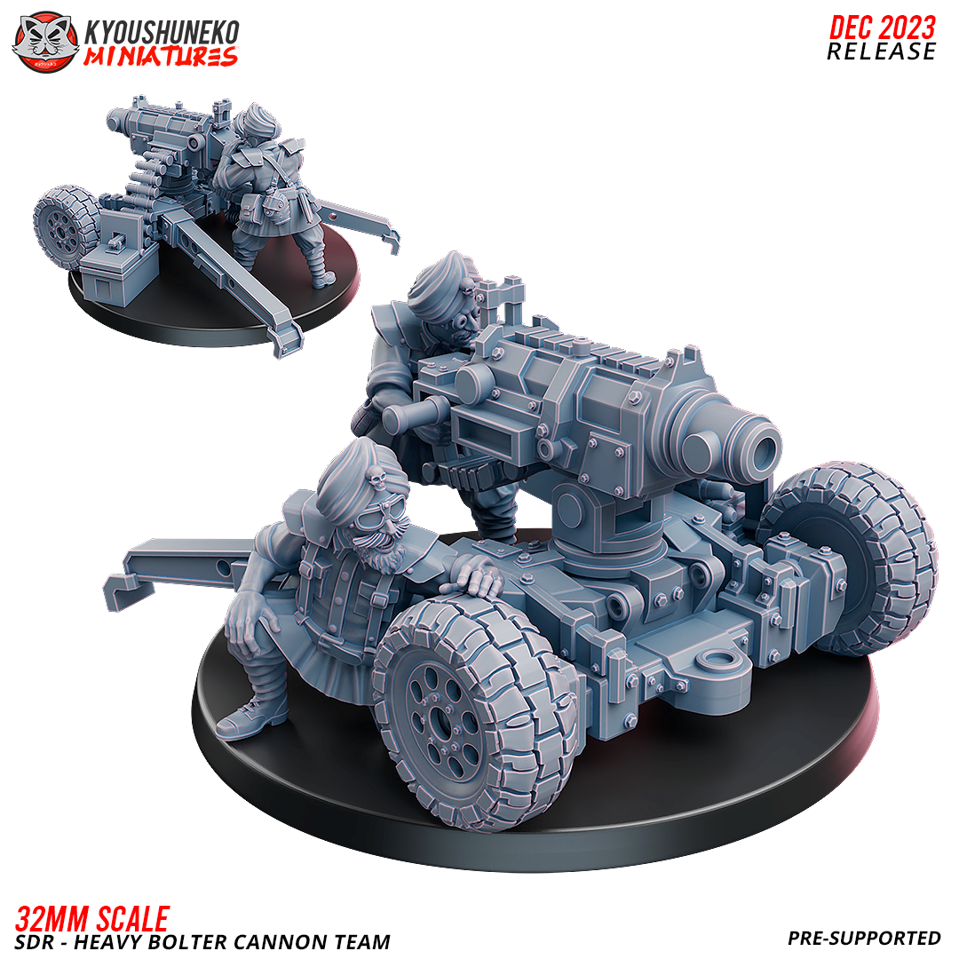 Sikh Desert Raiders Weapon Team Heavy Bolt Cannon | Kyoushuneko 32mm Grimdark Wargaming Miniatures Role Playing