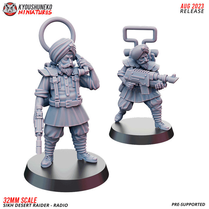 Sikh Desert Raider Radio Operators | Kyoushuneko 32mm Grimdark Wargaming Miniatures Role Playing Miniatures