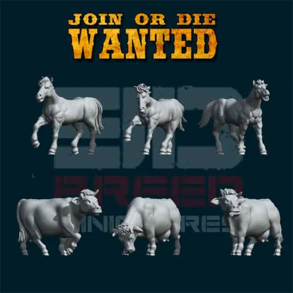 JOIN OR DIE WANTED ANIMALS | 3D Breed 28mm Wild West Wargaming Miniatures