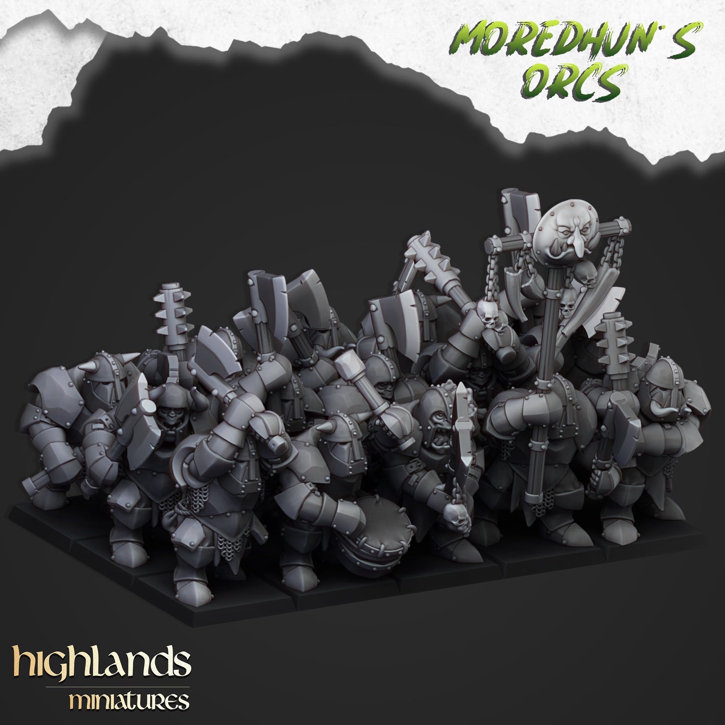 Moredhun’s Orcs Armored Orcs | Highlands Miniatures 28/32mm Fantasy Wargaming Miniatures Role Playing Miniatures