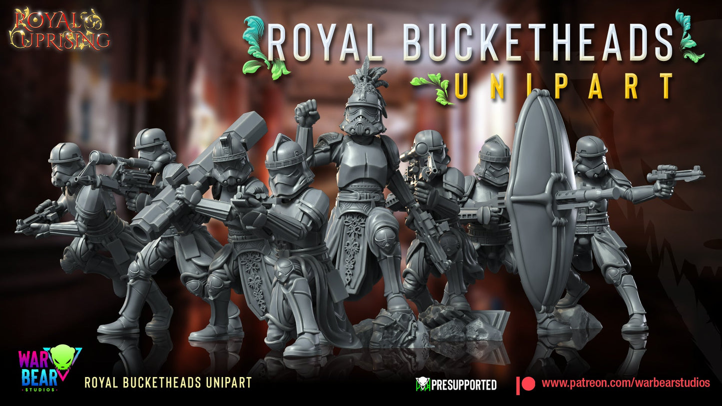 Royal Uprising Royal Bucketheads Monopose | Warbear Studios 28mm SciFi Wargaming Miniatures Role Playing Miniatures