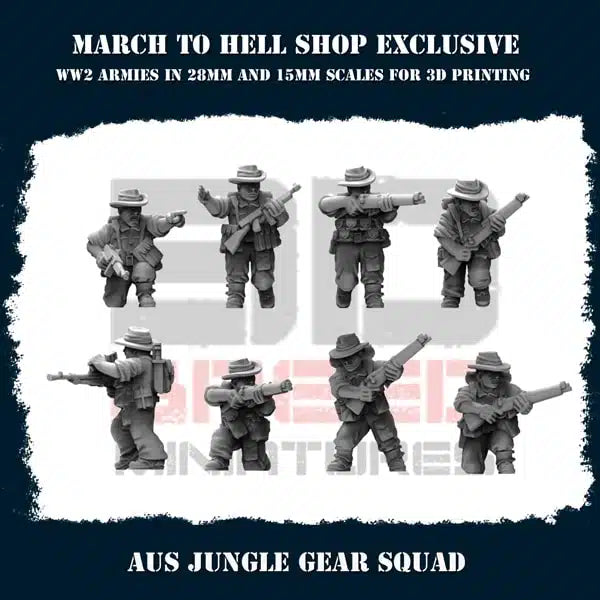 WW2 AUS SQUAD JUNGLE GEAR | 3DBreed 15mm Wargaming Miniatures