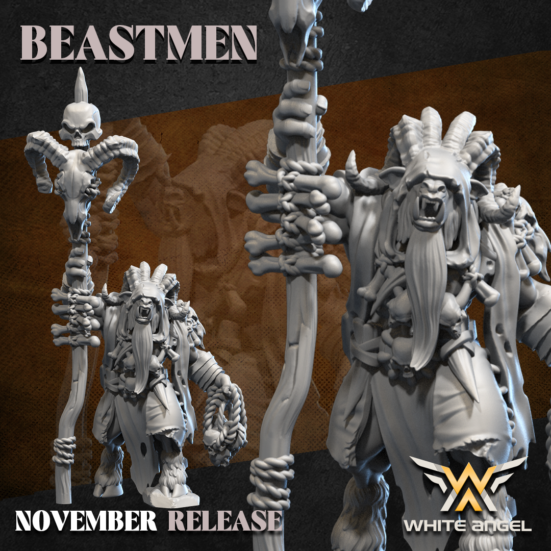 Beastmen Great Shaman | White Angel 28/32mm Fantasy Wargaming Miniatures