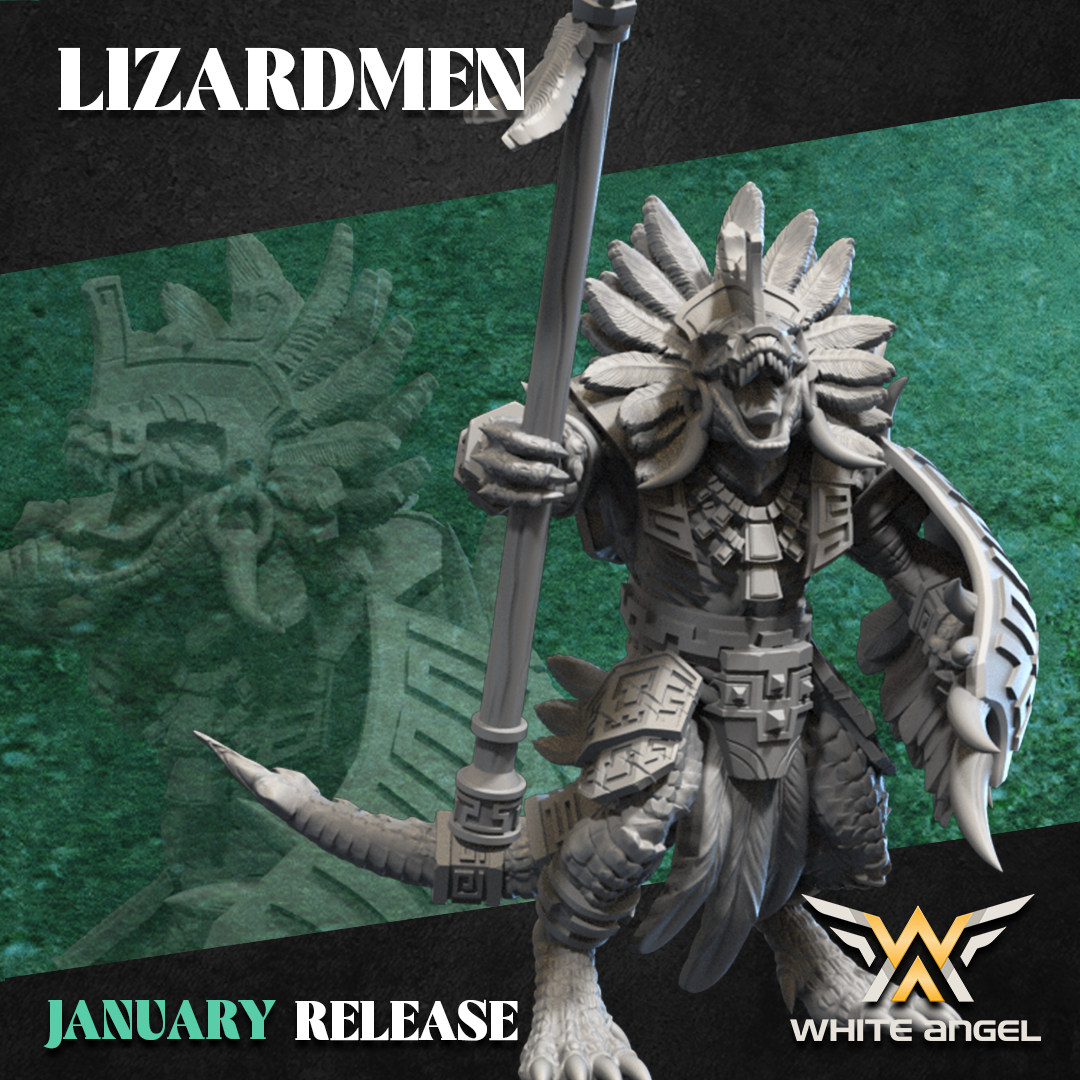 Lizardmen Commander | White Angel 28/32mm Fantasy Wargaming Miniatures