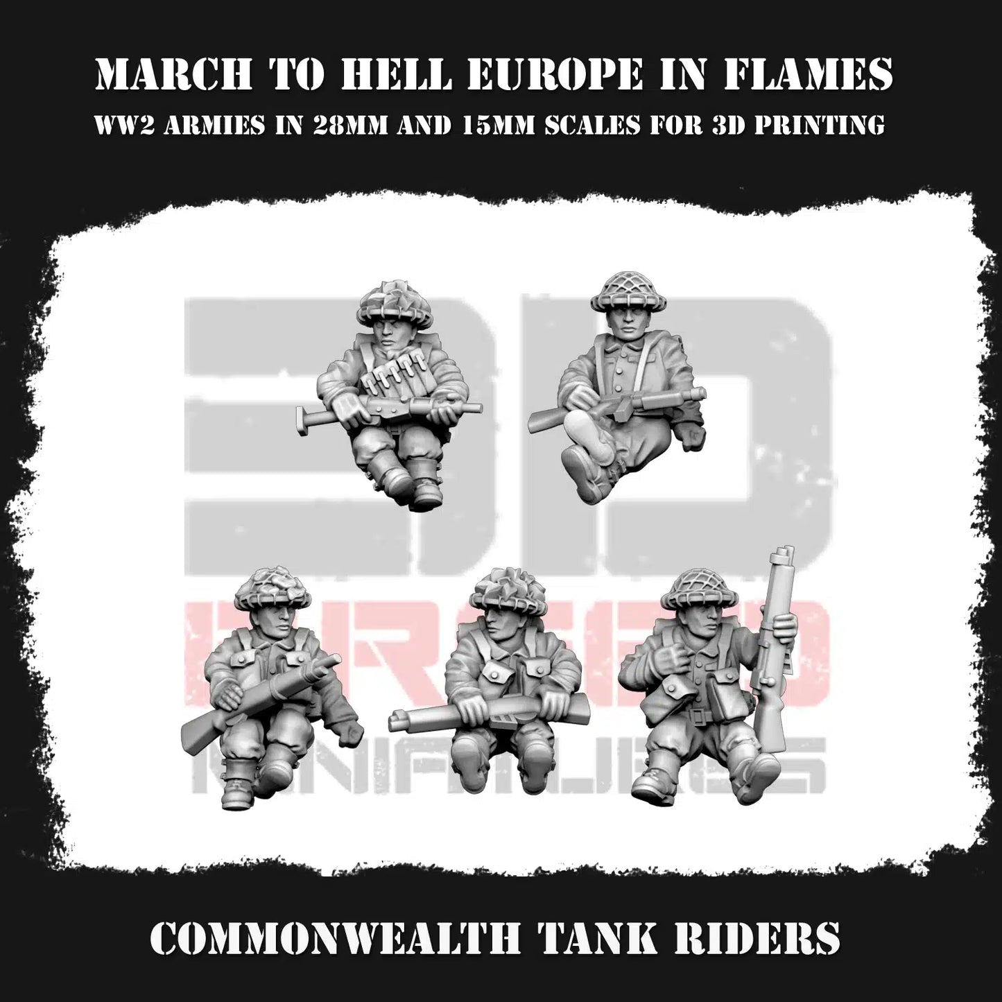 WW2 COMMONWEALTH TANK RIDERS | 3DBreed 15mm Wargaming Miniatures
