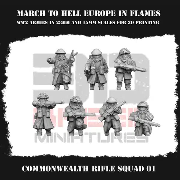 WW2 WINTER GREAT BRITAIN RIFLE SQUAD 01 | 3DBreed 15mm Wargaming Miniatures
