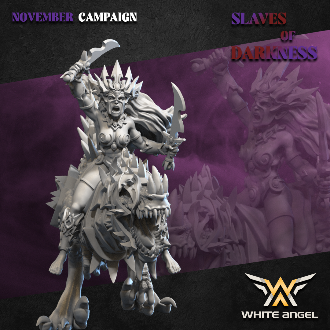 Dark Elf Dark Sorceress on Raptor | White Angel 28/32mm Fantasy Wargaming Miniatures