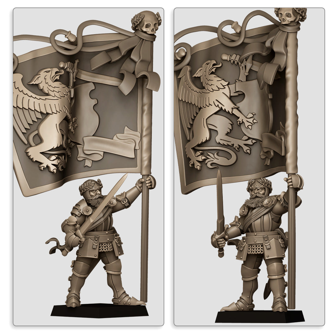 Sunland Battle Standard Bearer on Foot | Highlands Miniatures 28/32mm Fantasy Wargaming Miniatures Role Playing