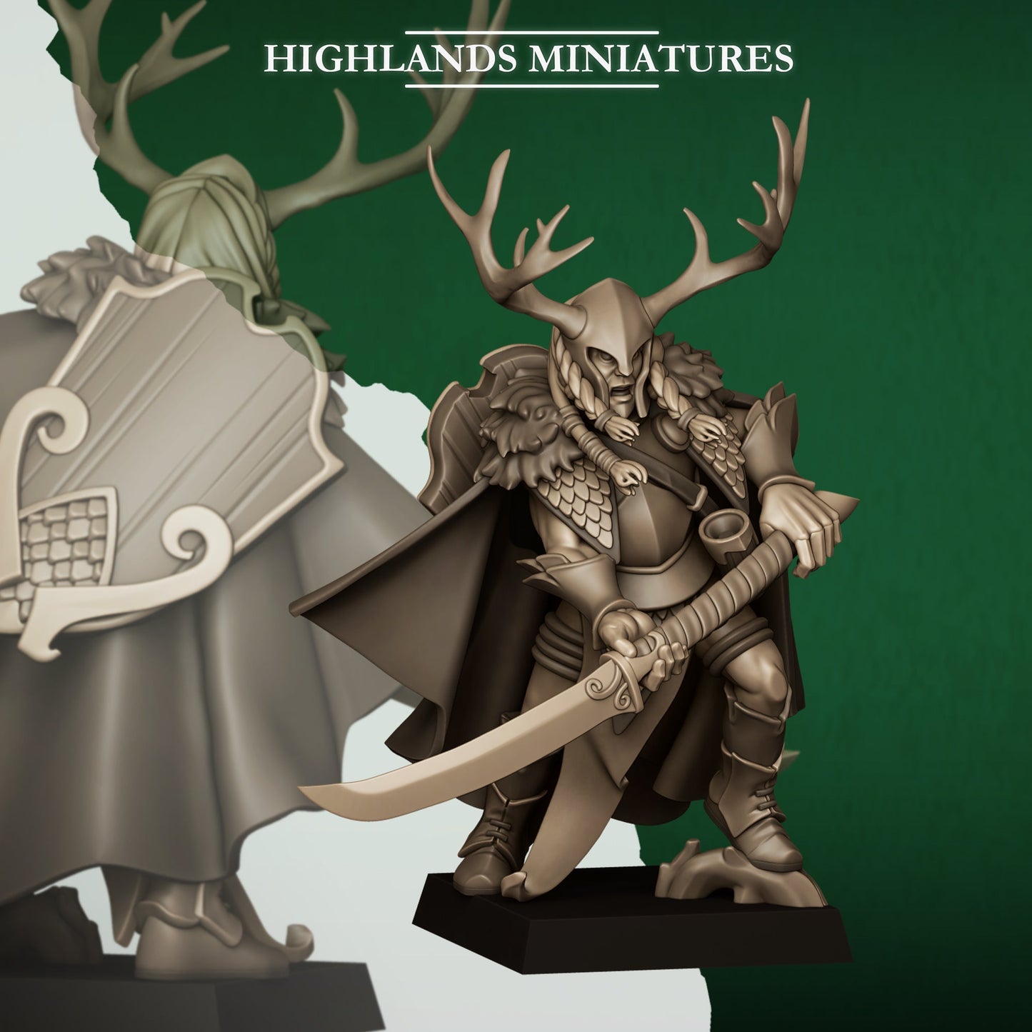 Feral Elves Highborn Lord | Highlands Miniatures 28/32mm Fantasy Wargaming Miniatures Role Playing Miniatures