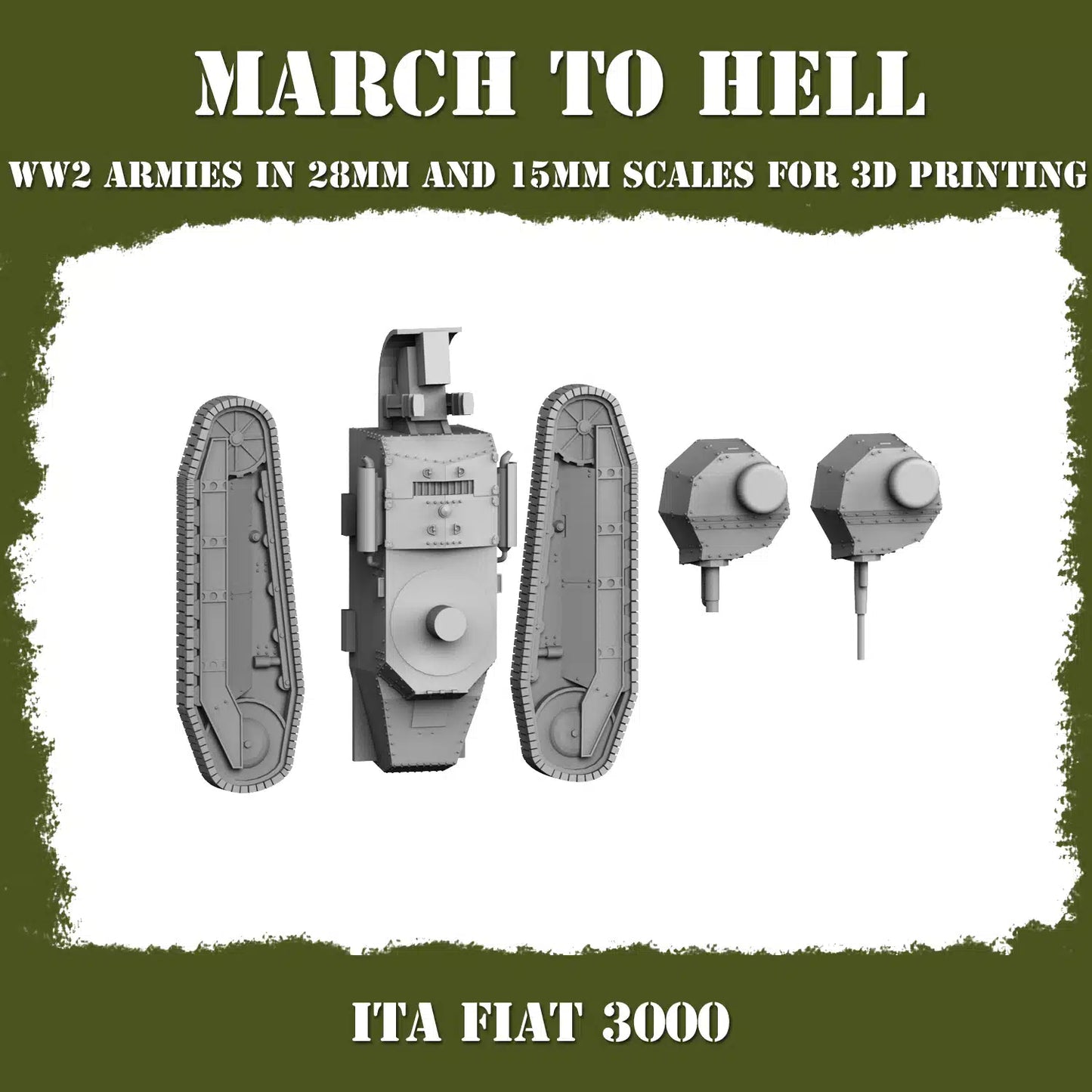 WW2 ITALIAN ARMY (BERSAGLIERI) FIAT 3000 | 3DBreed 15mm Wargaming Miniatures