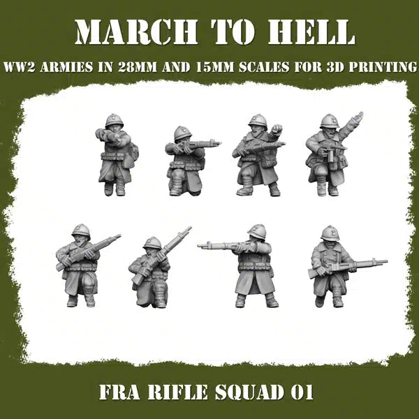 WW2 FRENCH ARMY RIFLE SQUAD | 3DBreed 15mm Wargaming Miniatures