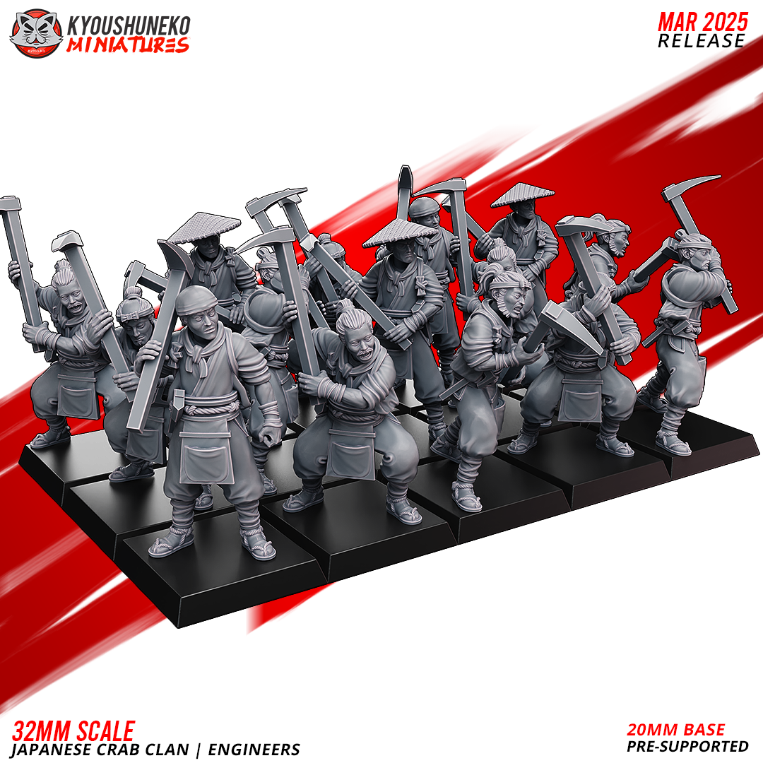 Crab Clan Engineers | Kyoushuneko 28/32mm Fantasy Wargaming Miniatures Role Playing Miniatures