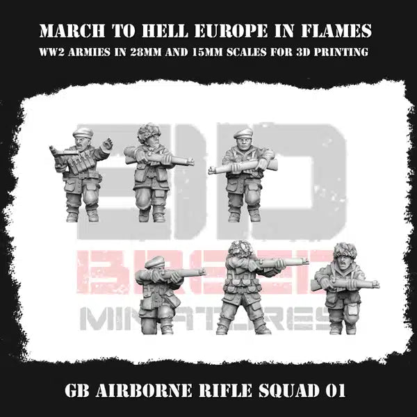 WW2 GB AIRBORNE RIFLESQUAD 01 | 3DBreed 15mm Wargaming Miniatures