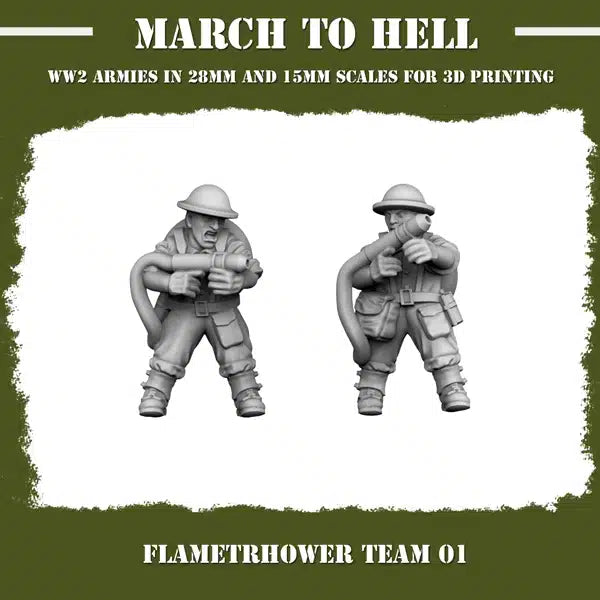 WW2 BRITISH GB FLAMETRHOWER TEAM | 3DBreed 15mm Wargaming Miniatures