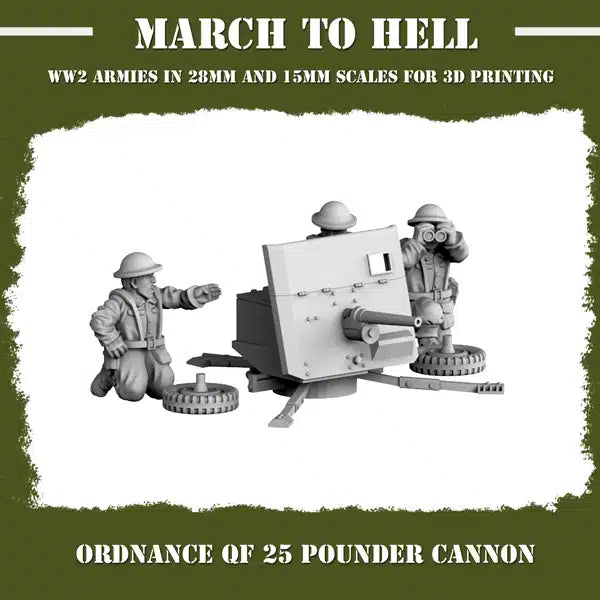 WW2 BRITISH GB ORDNANCE QF 2 POUNDER CANNON | 3DBreed 15mm Wargaming Miniatures