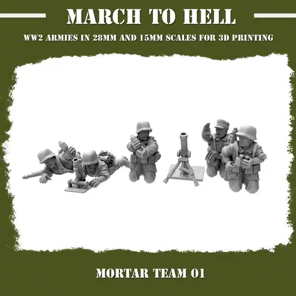 WW2 GERMAN ARMY (WEHRMACHT) MORTAR TEAM | 3DBreed 15mm Wargaming Miniatures