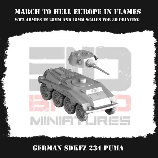 WW2 GERMAN ARMY (WEHRMACHT) 234 PUMA | 3DBreed 15mm Wargaming Miniatures