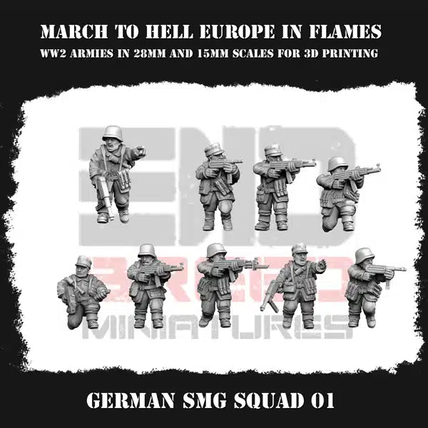 WW2 German Army (Wehrmacht) SMG SQUAD | 3DBreed 15mm Wargaming Miniatures