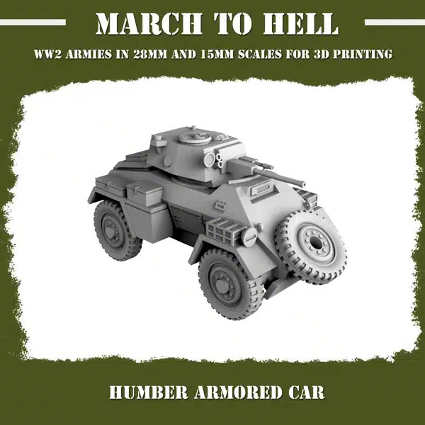 WW2 BRITISH ARMY HUMBER ARMORED CAR | 3DBreed 15mm Wargaming Miniatures