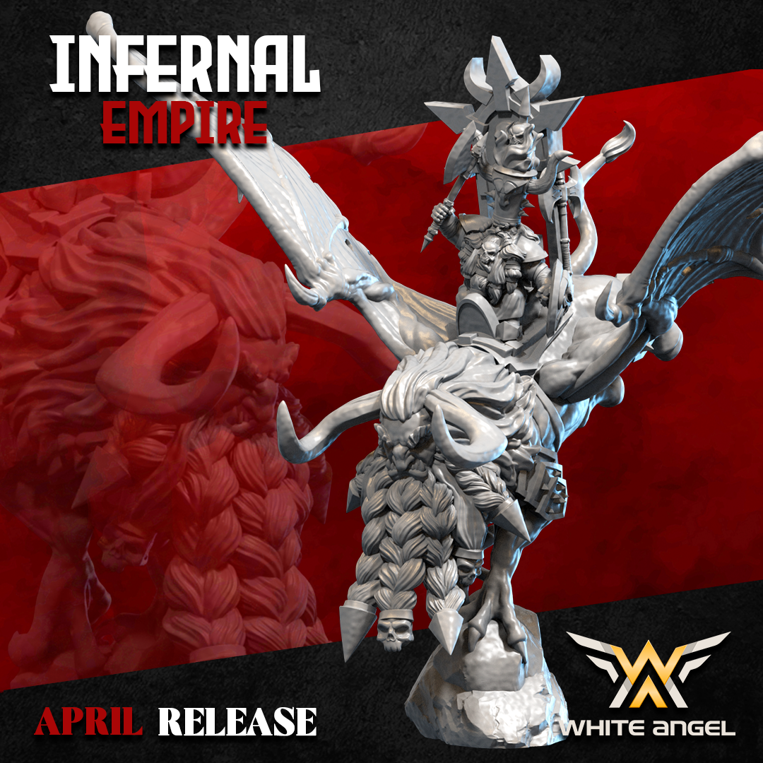 Infernal Dwarf God Mounted | White Angel 28/32mm Fantasy Wargaming Miniatures