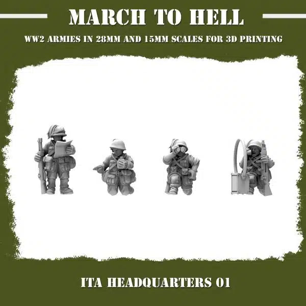 WW2 ITALIAN ARMY (BERSAGLIERI) HQ 01 | 3DBreed 15mm Wargaming Miniatures