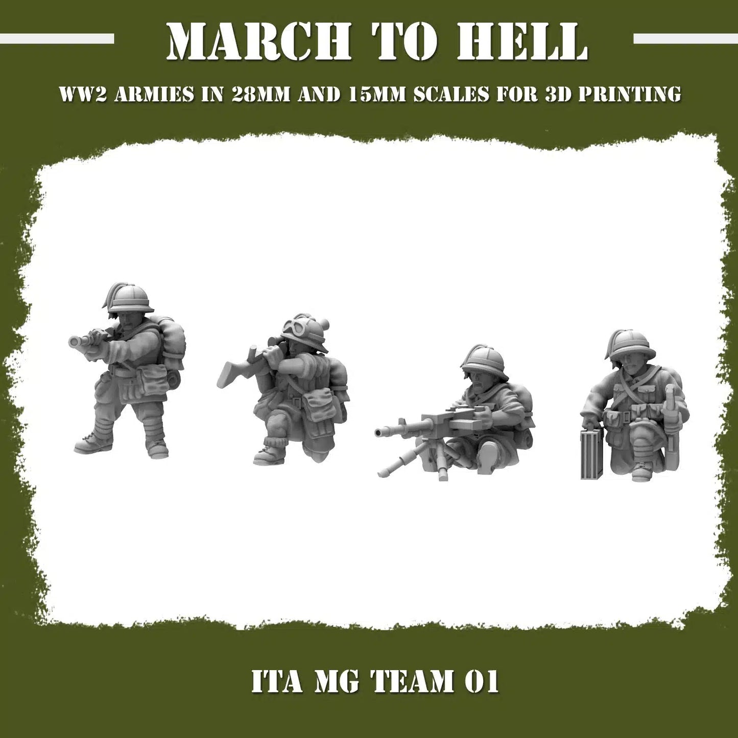 WW2 ITALIAN ARMY (BERSAGLIERI) MG TEAM | 3DBreed 15mm Wargaming Miniatures