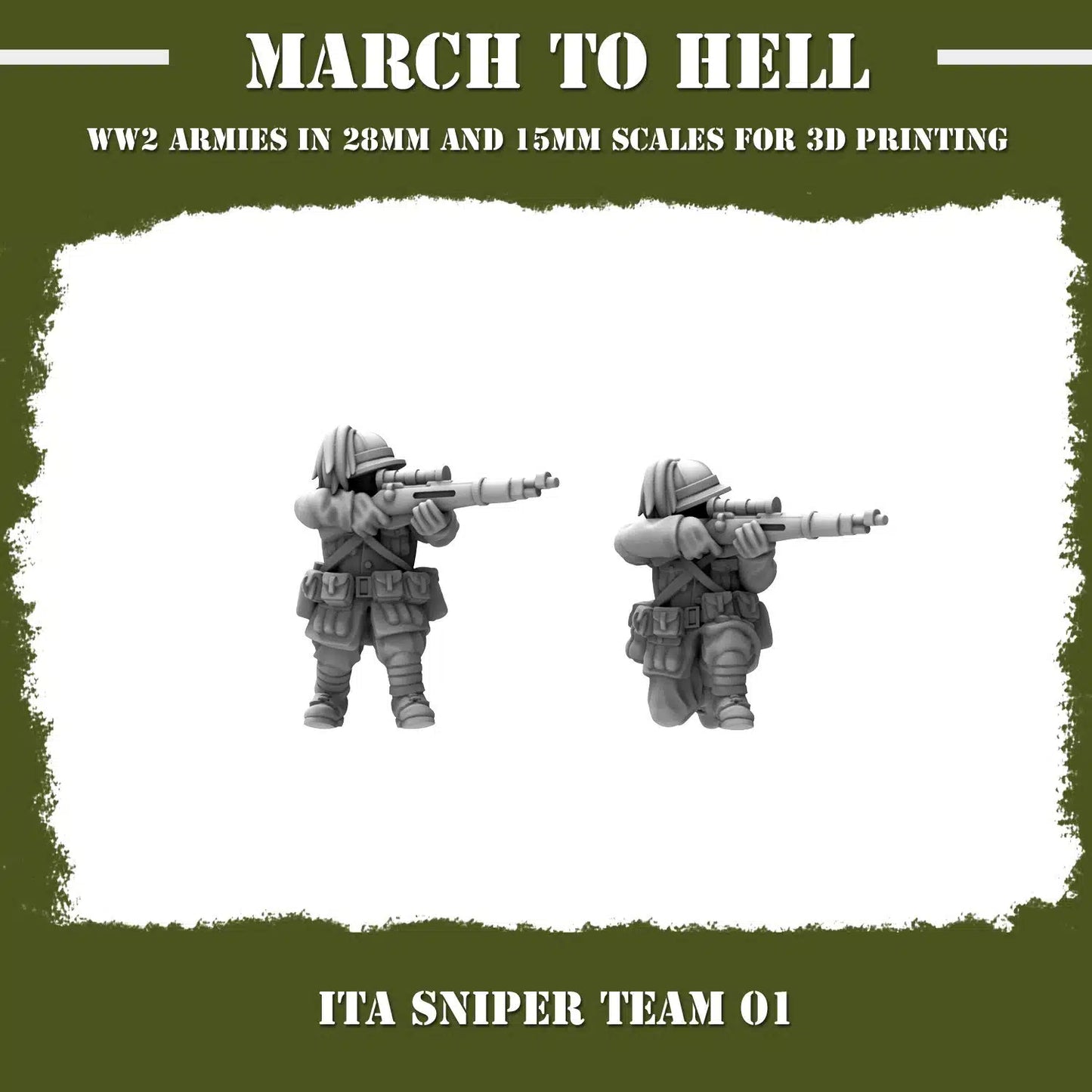 WW2 ITALIAN ARMY (BERSAGLIERI) SNIPER TEAM | 3DBreed 15mm Wargaming Miniatures