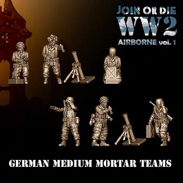 AIRBORNE VOL 1 GERMAN FALLSCHIRMJÄGER Medium Mortar Teams | 3D Breed 28mm WW2 Wargaming Miniatures