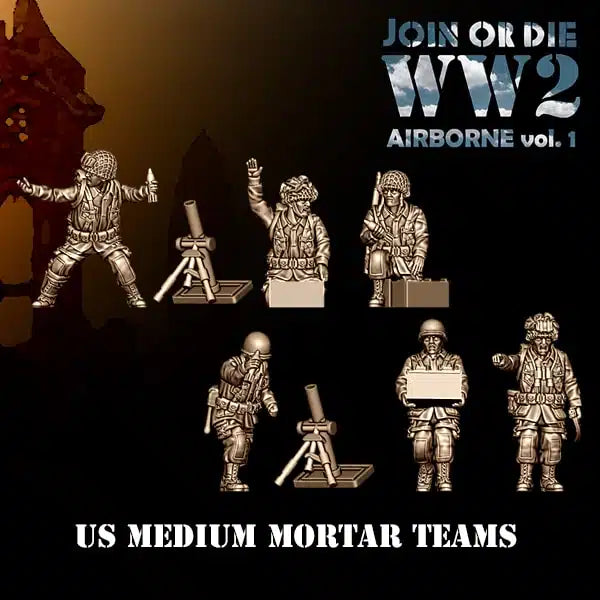 AIRBORNE VOL 1 US AIRBORNE Medium Mortar Teams | 3D Breed 28mm WW2 Wargaming Miniatures