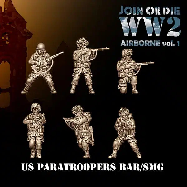 AIRBORNE VOL 1 US AIRBORNE SMG and BAR 01 | 3D Breed 28mm WW2 Wargaming Miniatures