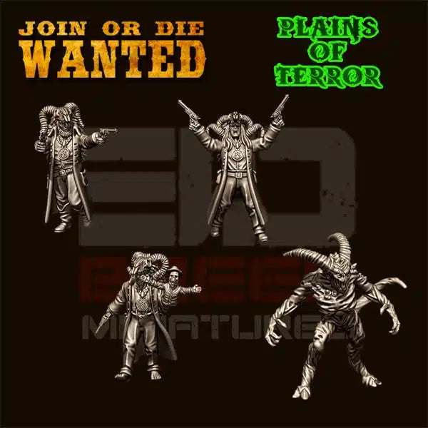 JOIN OR DIE WANTED PLAINS OF TERROR DEMON CULTIST | 3D Breed 28mm Wild West Wargaming Miniatures