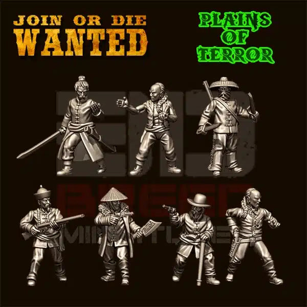 JOIN OR DIE WANTED PLAINS OF TERROR TONGS | 3D Breed 28mm Wild West Wargaming Miniatures