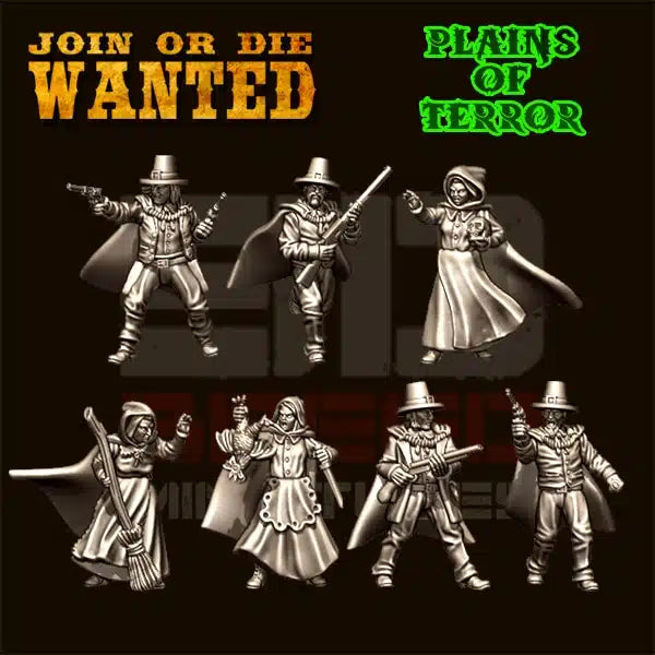 JOIN OR DIE WANTED PLAINS OF TERROR SALEM GANG | 3D Breed 28mm Wild West Wargaming Miniatures