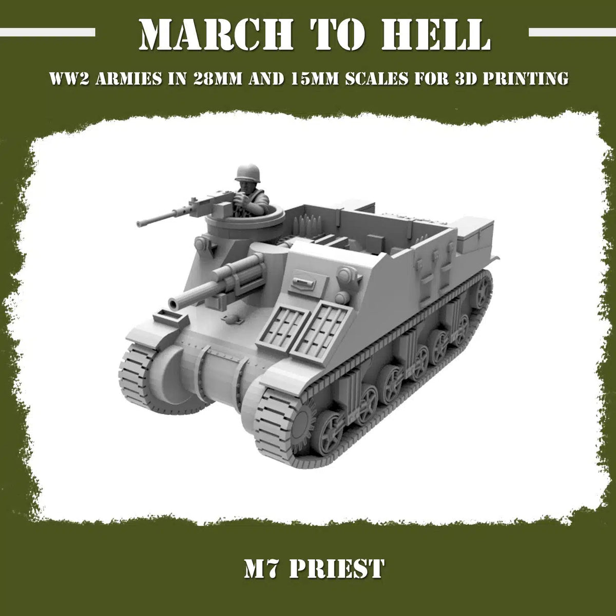WW2 UNITES STATES MARINES (USM) M7 PRIEST | 3DBreed 15mm Wargaming Miniatures