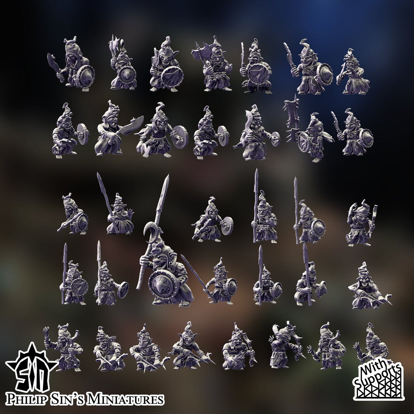 Skaartrench Dark Goblin Infantry | Phillip Sin Fantasy Wargaming Miniatures Role Playing Miniatures
