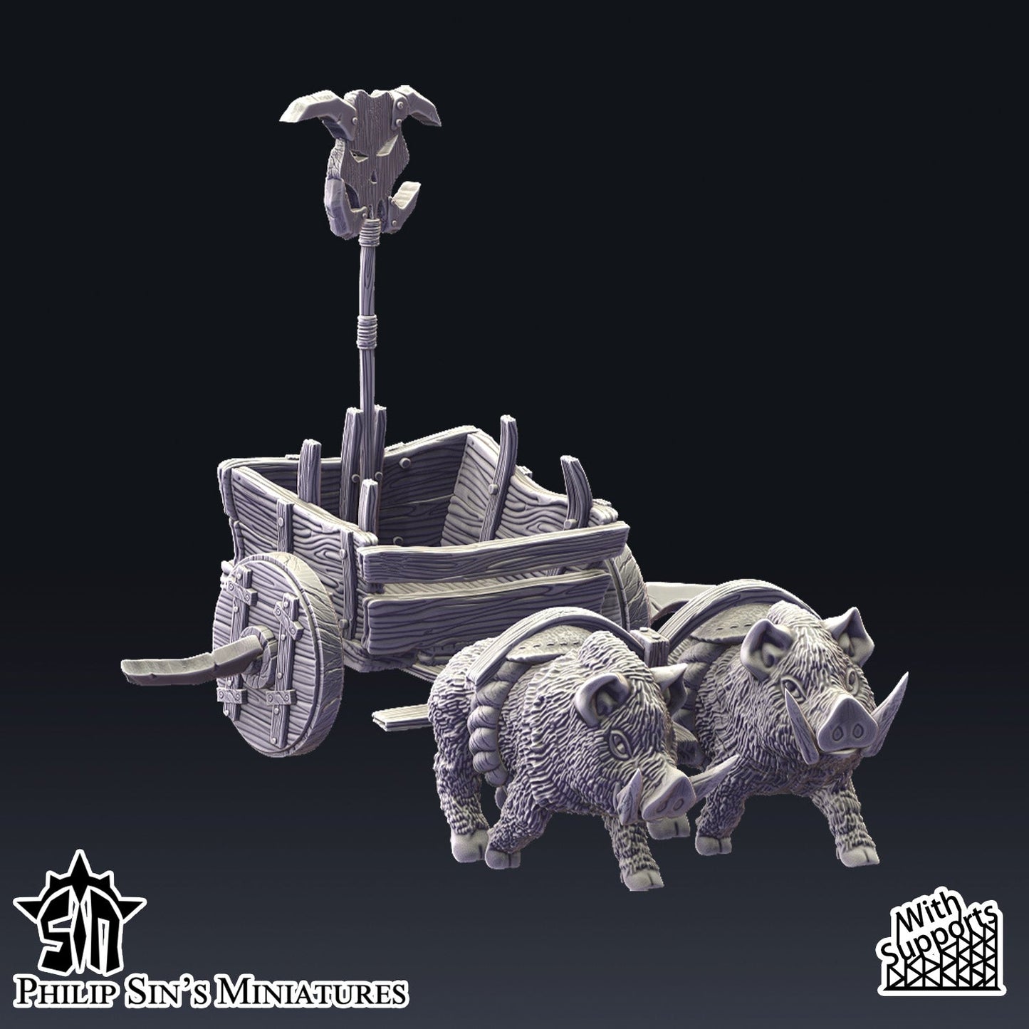 Skaartrench Orc Boar Chariot | Phillip Sin Fantasy Wargaming Miniatures Role Playing Miniatures