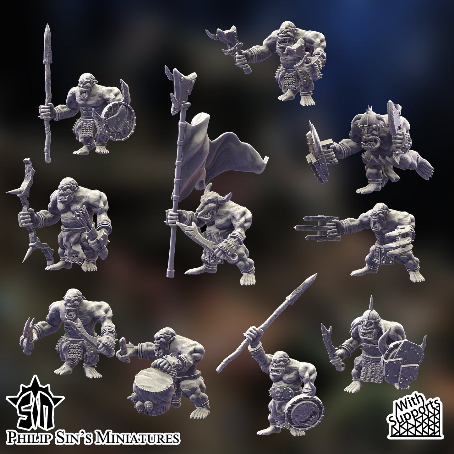 Skaartrench Orc Infantry Build Kit | Phillip Sin Fantasy Wargaming Miniatures Role Playing Miniatures