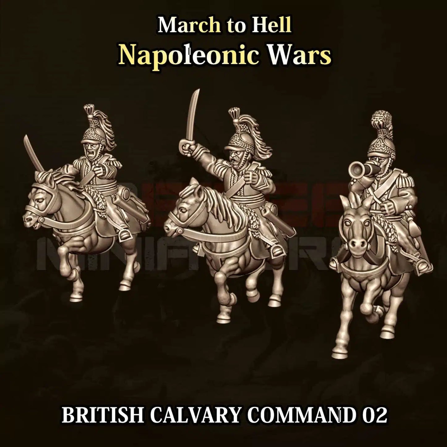 Napoleonic Wars BRITISH CAVALRY COMMAND 02 | 3DBreed 15mm Wargaming Miniatures