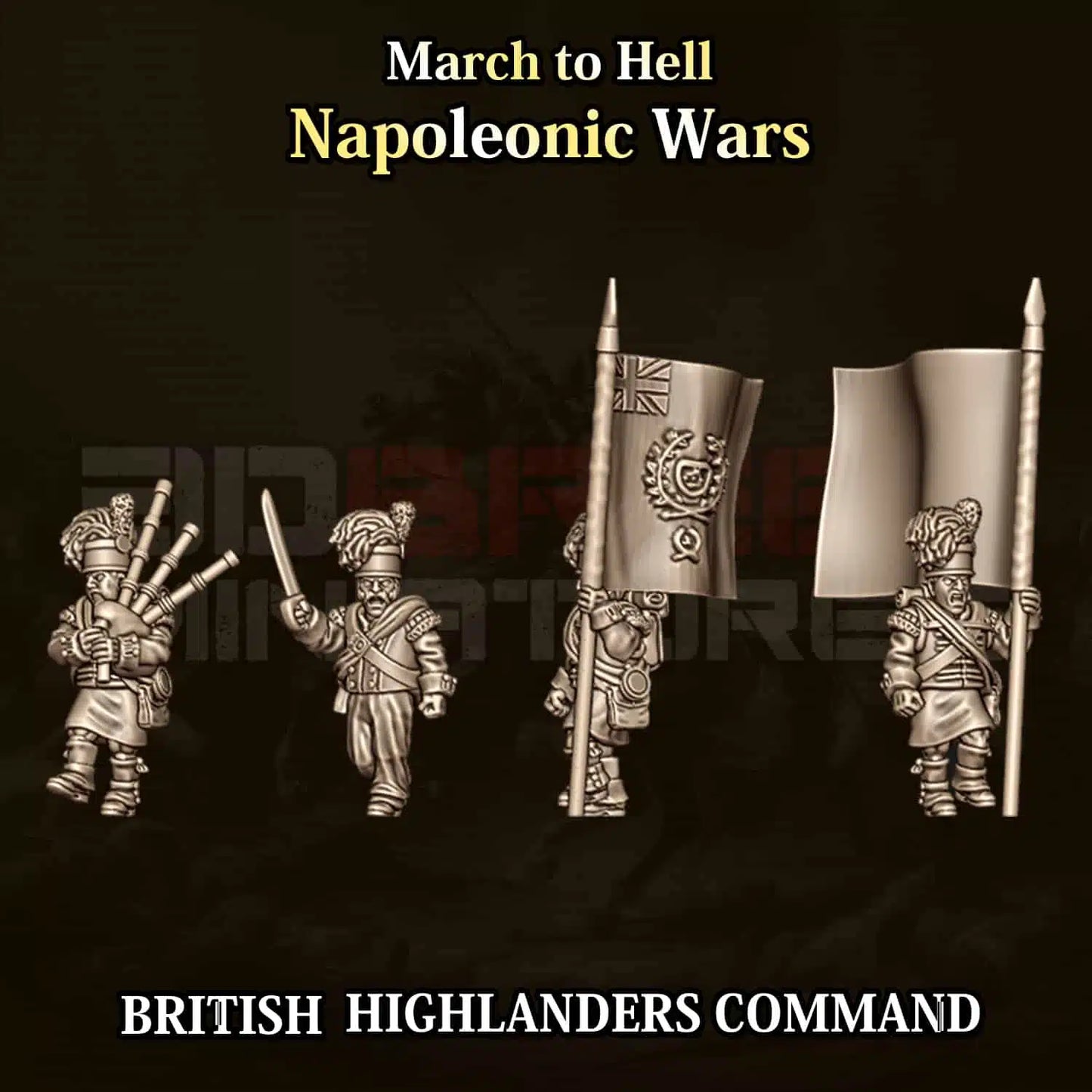 Napoleonic Wars BRITISH HIGHLANDER COMMAND | 3DBreed 15mm Wargaming Miniatures