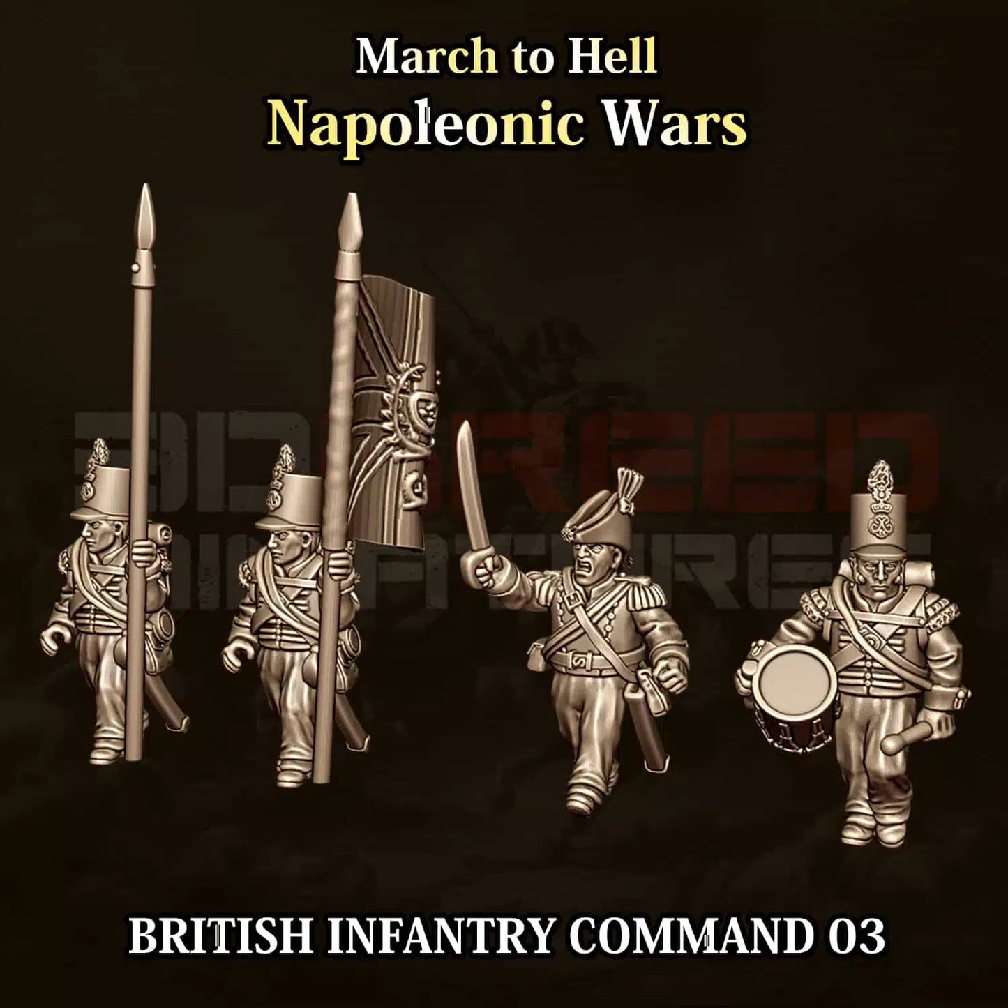 Napoleonic Wars BRITISH INFANTRY COMMAND 02 | 3DBreed 15mm Wargaming Miniatures