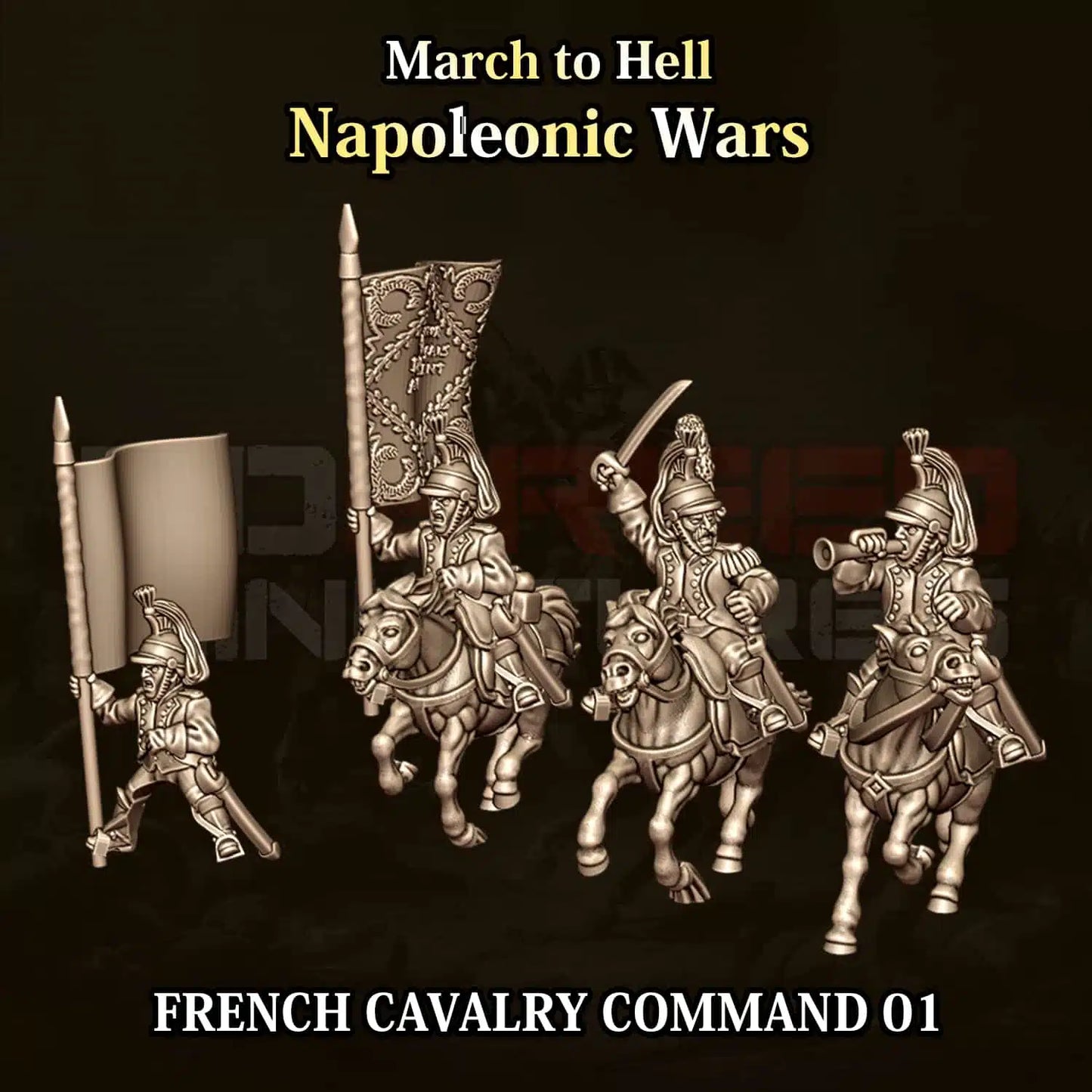 Napoleonic Wars FRENCH CAVALRY COMMAND 01 | 3DBreed 15mm Wargaming Miniatures