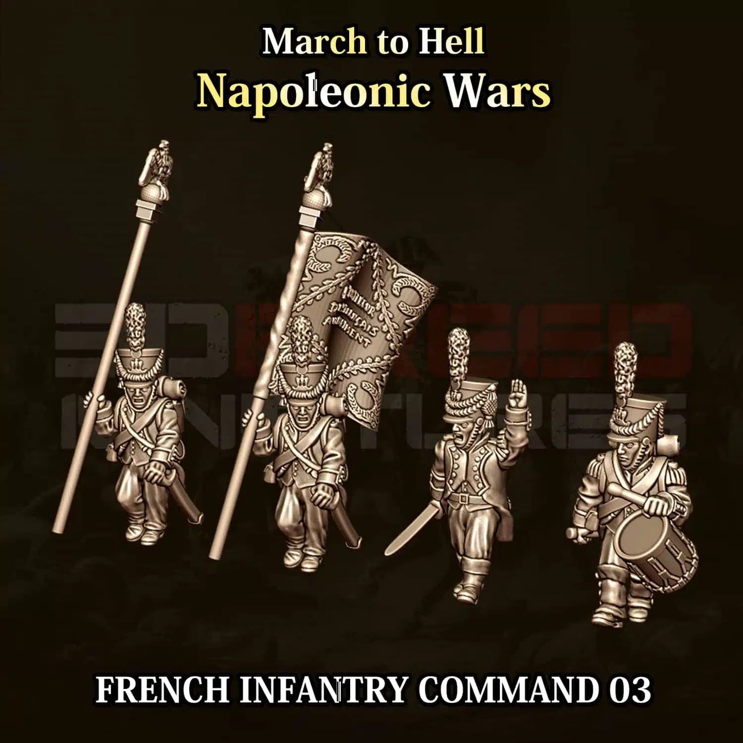 Napoleonic Wars FRENCH INFANTRY COMMAND 03 | 3DBreed 15mm Wargaming Miniatures