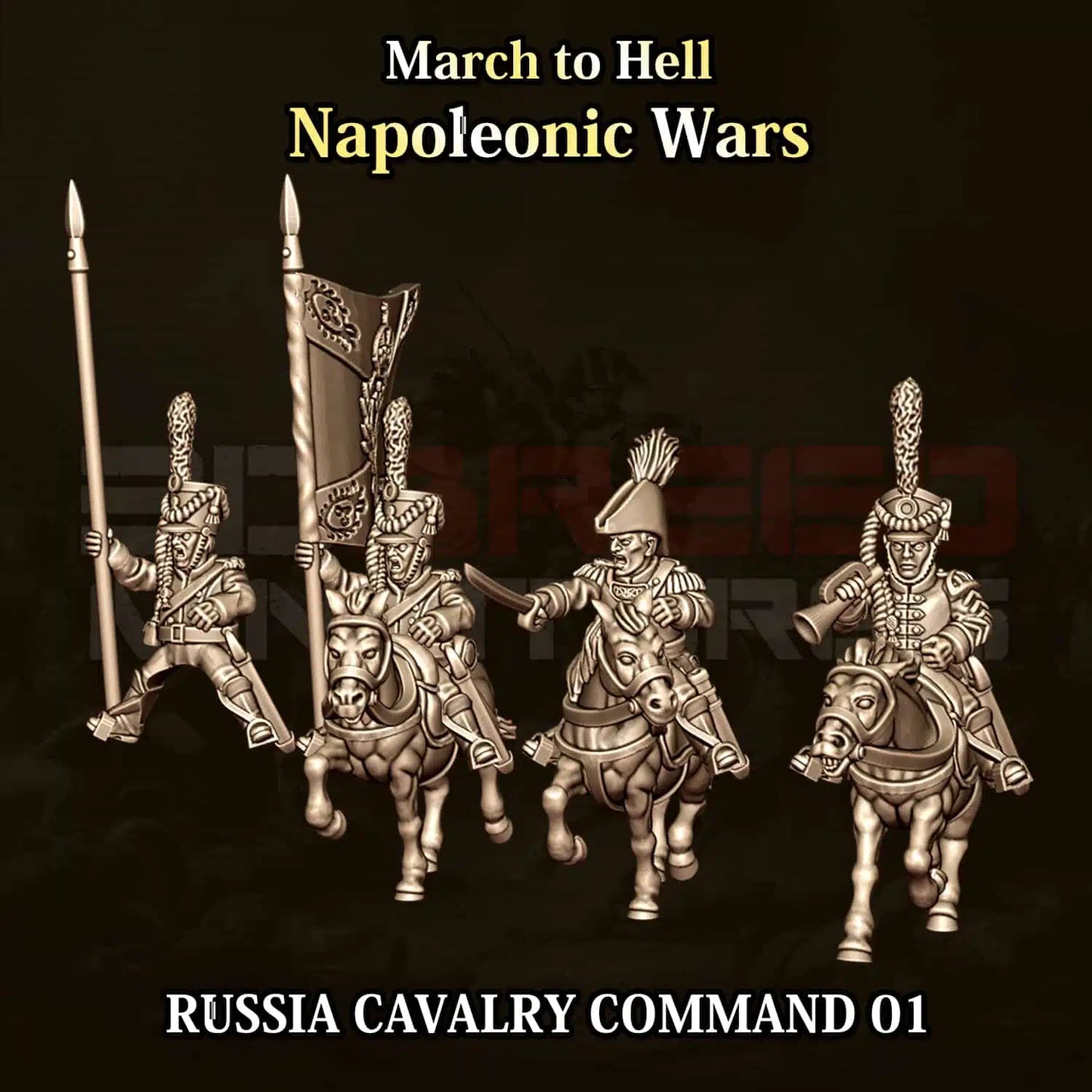 Napoleonic Wars RUSSIA CAVALRY COMMAND 01 | 3DBreed 15mm Wargaming Miniatures