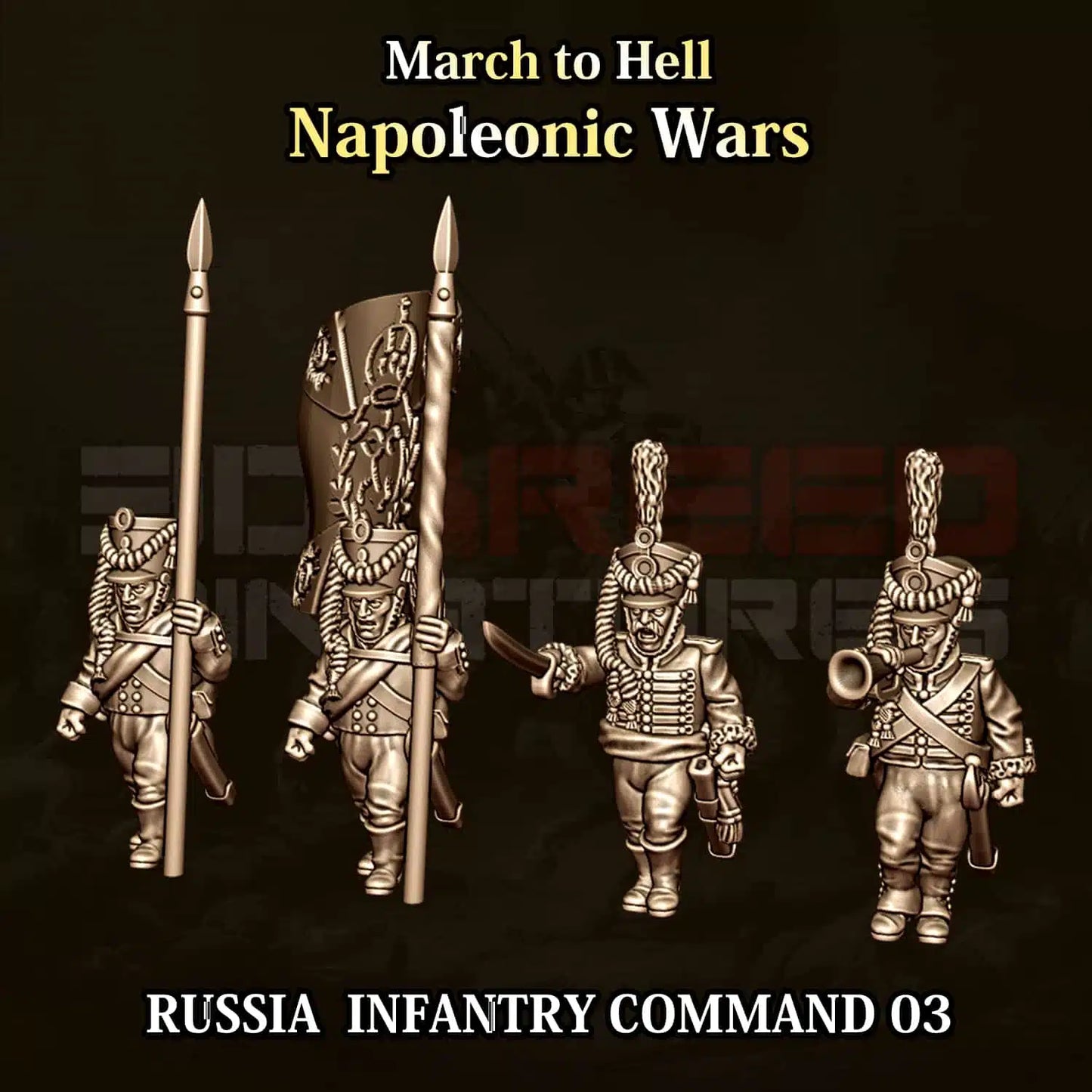 Napoleonic Wars RUSSIA INFANTRY COMMAND 03 | 3DBreed 15mm Wargaming Miniatures